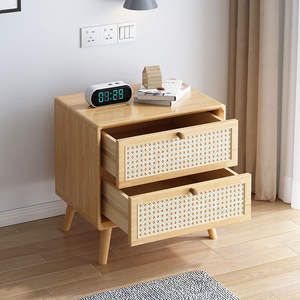 Nordic Simple Modern Solid Wood <strong>Mini</strong> Wooden Storage Cabinet Cherry Color Silent Style 2 <strong>Drawers</strong> Living Room Furniture - Product Image 1