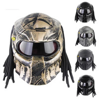 Casque de moto électrique intégral tendance, état neuf, doublure en mousse, designs Alien Predator en alliage, coque en polycarbonate, homologué ECE
