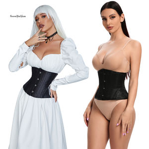 Floral Embroidery Curve Hem <strong>Strapless</strong> Underbust Corset Tummy <strong>Control</strong> Lace up <strong>Body</strong> <strong>Shaper</strong> 14 Steel Bones Bustiers Top - Product Image 5