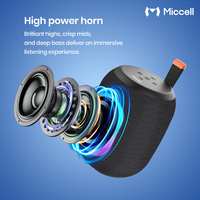 Haut-parleur intelligent sans fil Bluetooth portable Miccell avec lumières LED et basses profondes pour l'extérieur, les voyages et les fêtes