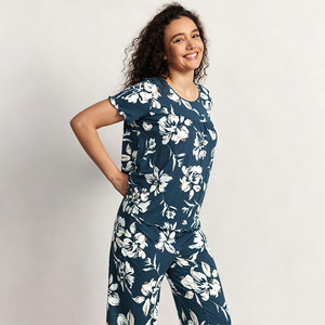 Ensemble de pyjamas pour femmes en coton biologique et bambou, imprimé floral estival, pour adultes - Vêtements de détente respirants - Product Image 3