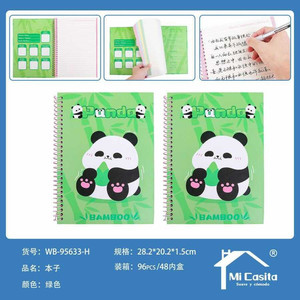 All'ingrosso A4 Panda Taccuino 100gsm 100 pagine a righe rilegatura a fogli mobili a spirale stile A6 formato rubrica 282x202cm - Product Image 1