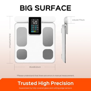 Balance connectée intelligente en verre trempé pour la composition corporelle, haute précision, 8 électrodes, capacité 180 kg, compatible iOS/Android - Product Image 1