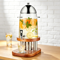Distributeur de boissons en acier inoxydable FLEY avec base chauffante électrique, couvercle en dôme et robinet pour hôtel, buffet, restaurant, service de traiteur