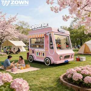 Remolque de Comida Blanco ZOWN con Detalles Azules y Dos Ventanas para Servicio de Catering Callejero - Product Image 1