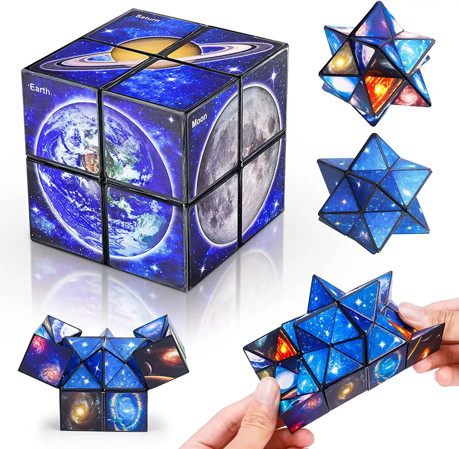 Hochwertige 2 in 1 Infinite Puzzle Cube Magie Dekompression spielzeug Infinite Folding Fidget Cube Palm 3D Magnet würfel Spielzeug