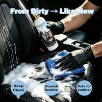 Kit d'entretien pour sellerie automobile : Spray de lavage pour cuir, éponge et serviette, pH équilibré, revitalise sièges et tableau de bord
