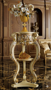 Premium Antique Luxury Solid Wooden Flower Stand <b>Side</b> <b>Table</b> Grey with Minimalist Design for Living Room - Product Image 3