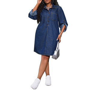 Nuevo Vestido Camisero Vaquero Holgado de <span class=keywords><strong>Talla</strong></span> Grande para Mujer, a la Moda - Product Image 4