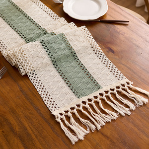 <span class=keywords><strong>Camino</strong></span> <span class=keywords><strong>de</strong></span> <span class=keywords><strong>Mesa</strong></span> Rústico <span class=keywords><strong>de</strong></span> Macramé y Arpillera, con Borlas <span class=keywords><strong>de</strong></span> Algodón y Lino, Decoración Festiva para el Hogar - Product Image 6