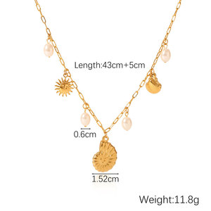 Collares de Moda Hawaiana de Verano, Joyería de Acero Inoxidable 316L, Collar de Conchas Marinas Chapado en Oro de 14k y 18k para Mujer - Product Image 6