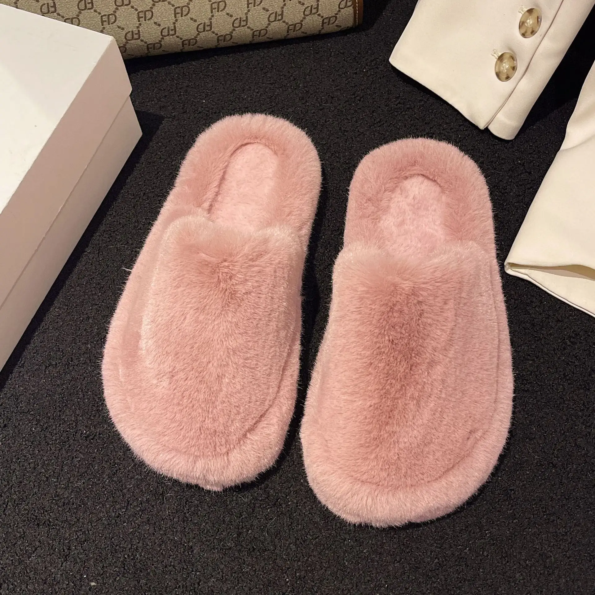 Winter Warm Slide Slippers Large Size Plush Sandals Sandals For Women And Sandals