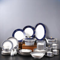 Service à thé de luxe 2024, ensemble de 58 pièces en céramique décorative, vaisselle ronde en porcelaine fine, coffret cadeau pour 6 personnes