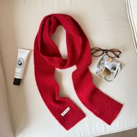 Écharpe longue et étroite minimaliste coréenne légère et fine pour femme, tour de cou décoratif d'hiver pour adulte