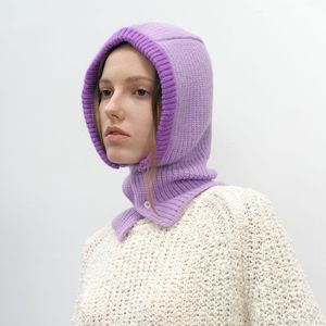Bonnet d'hiver en tricot pour <span class=keywords><strong>femme</strong></span>, cagoule, écharpe chaude, bonnet en laine, cache-cou, col, cache-oreilles - Product Image 2