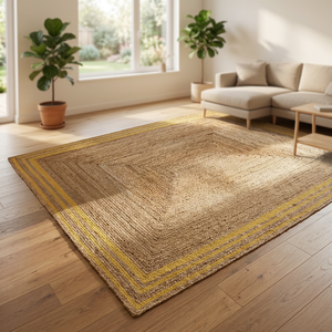 Handwoven 100% Organic Jute Solid Color Rectangle Braided Flat Pile Eco Friendly PET Friendly Non-Slip <b>Thick</b> Modern Area <b>Rug</b> - Product Image 2