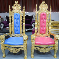 Chaise de luxe Reine de l'amour, trône doré, mobilier, chaise de trône gothique, chaise de trône de mariage en toile de jute, chaises de trône de roi pas chères pour canapé de mariage