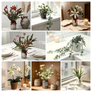 Planta Artificial Colgante <span class=keywords><strong>de</strong></span> Hojas <span class=keywords><strong>de</strong></span> Melón Falsas en Maceta <span class=keywords><strong>de</strong></span> Cerámica Negra con Hojas Flocadas para Decoración <span class=keywords><strong>de</strong></span> Pared - Product Image 4