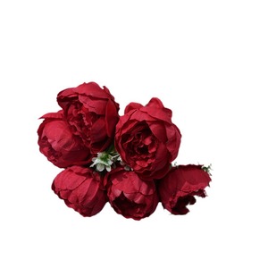 Yixuan Bouquet de fleurs artificielles miniatures en soie à 6 têtes de pivoine pour décoration de mariage et arrangement floral DIY - Product Image 5