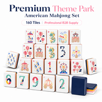 En gros, Jeu de Mahjong américain en acrylique 4 couches, 160 tuiles, imprimé UV et gravé au laser, motif ballon carrousel, thème parc d'attractions