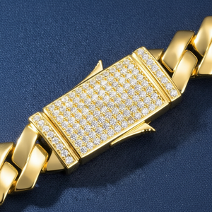 Collier cubain uni sans pierres 12mm-20mm chaîne à maillons cubain Moissanite plaqué or 18 carats Moissanite sur fermoir chaîne cubaine pour homme - Product Image 1