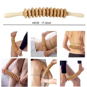 Wholesale Natural Wood Cellulite Full Back Massage Belt Therapy Wood Hand Massager Wooden Scratch Body Massage Tool