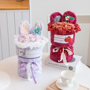 ช่อดอกกุหลาบเทียมสบู่รูปหมีผ้ากำมะหยี่นุ่มสุดๆเหมาะสำหรับเป็นของขวัญวันเกิดหรือวันวาเลนไทน์สำหรับแฟน - Product Image 1