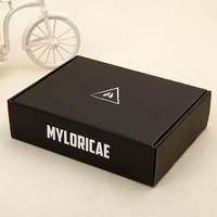Boîte à bijoux en carton ondulé rigide recyclable noir mat avec logo personnalisé, boîtes en papier doré, boîte d'expédition pour perruques, vêtements, cadeaux