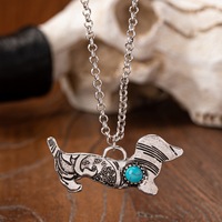 Été Hiver Vintage Western Stone Blue Turquoise Decorated Western Pet Dog Pendant Necklace for Gift Jewelry