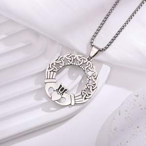 Collier en acier inoxydable avec pendentif en forme de cœur creux, série Viking, pendentif nœud <span class=keywords><strong>celtique</strong></span>, cadeau, nouveau design - Product Image 4