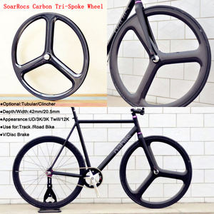 Rueda de carbono <span class=keywords><strong>tubular</strong></span> de 3 radios SOARROCS 700 x 25C de 24.5 mm de ancho, sin cámara, 46 mm de profundidad, 3K brillante, para bicicleta de <span class=keywords><strong>carretera</strong></span> y pista - Product Image 6