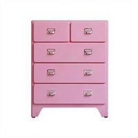 Meuble de rangement modulaire en métal coloré pastel, tiroirs en acier, boîte organisatrice mignonne rose et bleue, table de chevet pour commode, vente en gros d'usine