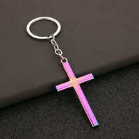 Coloré métal alliage croix porte-clés à la mode Religion foi bijoux porte-clés pour chapeau sac accessoires