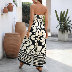 Nuova Tuta Estiva Best-Seller Stile Dolce con Stampa Floreale, Vita Alta, Lunghezza Intera, Colletto a Risvolto in Viscosa - Product Image 4