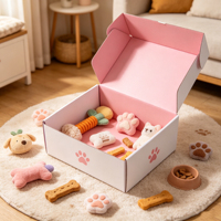 Großhandel Lagerbestand Weiße Außen- und Rosa Innenseite Kraft-PET-Versandboxen Faltbare Flugzeugbox für Hundeleckerlis & Spielzeugverpackung