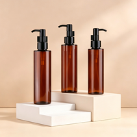 Flacon pompe en plastique PET ambré 120ml 150ml 200ml, flacon vide pour lotion corporelle, emballage cosmétique, vente en gros, logo personnalisé