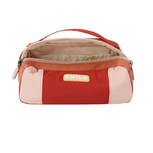 SENDA Block Nylon Pencil Case with Adjustable Strap Red and Beige Design for Stationery Storage Model SRW26-021A - Product Image 4