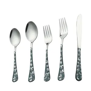 Christmas Dinnerware Collection Stainless Steel Cutlery Set Festive Utensils Joyful Holiday Flatware Set