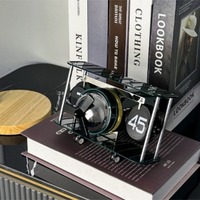 Horloge mécanique à pages tournantes en forme d'avion, style rétro, vintage, pour bureau, ornement décoratif