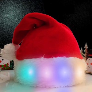 DAMAI Red Plush <b>Santa</b> <b>Hat</b> Light Up Christmas <b>Hat</b> For <b>Kids</b> Adults Party Supplies - Product Image 4