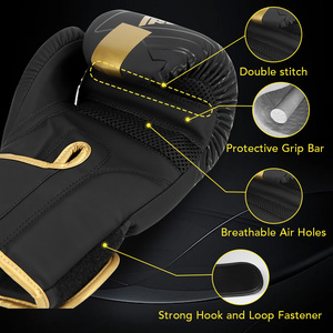 <span class=keywords><strong>Guantes</strong></span> de Boxeo Negros Profesionales Personalizados de Fábrica, 12OZ, Material de Cuero PU, <span class=keywords><strong>Guantes</strong></span> de Boxeo MMA - Product Image 4