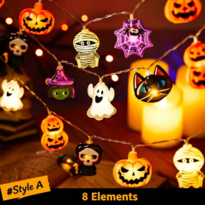 Halloween <b>String</b> <b>Lights</b> Ghost Pumpkin Witch LED Fairy <b>Light</b> Battery Powered Indoor Decorative Lighting 2300K Warm White - Product Image 6