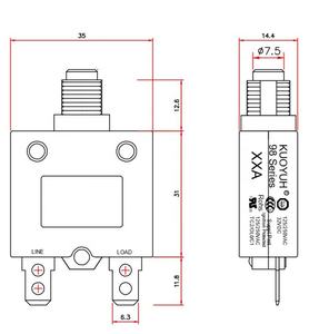 32VDC Kuoyuh Protecteur de surcharge Réinitialiser le <span class=keywords><strong>disjoncteur</strong></span> thermique à <span class=keywords><strong>bouton</strong></span>-poussoir - Product Image 4