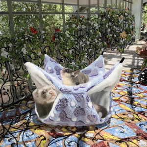 Warme Flanell-Winter-Hängematte mit Muster für Haustiere, atmungsaktive, bequeme Schlafmatte & Unterlage für Eichhörnchen und Frettchen mit Form - Product Image 3