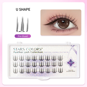 STARSCOLORS Cils pré-collés en grappes, auto-adhésifs, une seule pièce, en forme de U, pour pose DIY avec embouts décoratifs - Product Image 1