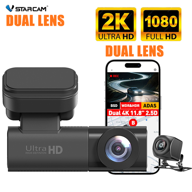 M6 2K 1080P Dual Lens 4G Cloud Dashcam with GPS Beidou Real Time Remote View Parking Monitoring Human Detection