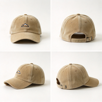 Casquette de baseball en velours côtelé de coton délavé style vintage personnalisée avec logo brodé, idéale pour le sport et les activités de plein air, effet vieilli, non structurée