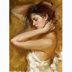 Cavas纯手绘肖像油画一个女孩画手工性感女孩艺术画