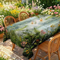 Nappe de table rectangulaire lavable de qualité supérieure pour banquets et fêtes, motif floral artistique aquarelle, vente en gros