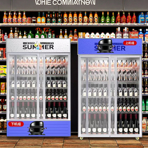 Congélateur vertical commercial à porte vitrée <span class=keywords><strong>avec</strong></span> compresseur, en acier inoxydable, réfrigérateur encastrable <span class=keywords><strong>avec</strong></span> étagères réglables - Product Image 2